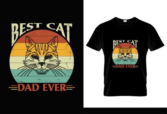Best Cat Dad Ever Vintage Retro T-Shirt
