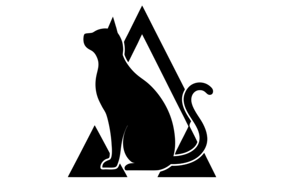 Black Cat Silhouette Within a Geometric