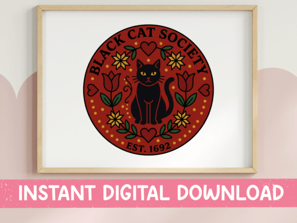 Black Cat Society Est 1692 Badge SVG