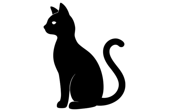 Black Silhouette of a Sitting Cat
