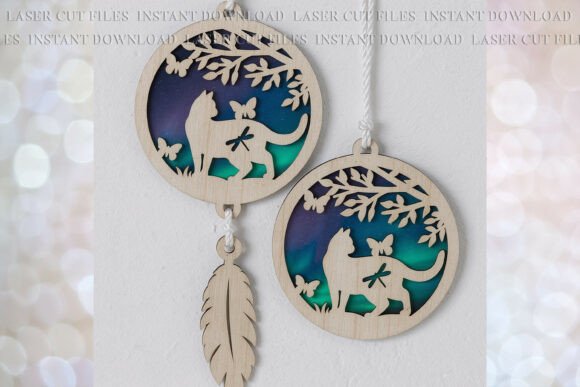 Cat Butterfly Sun-catcher Ornament SVG
