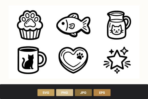 Cat Paw Icons Black White
