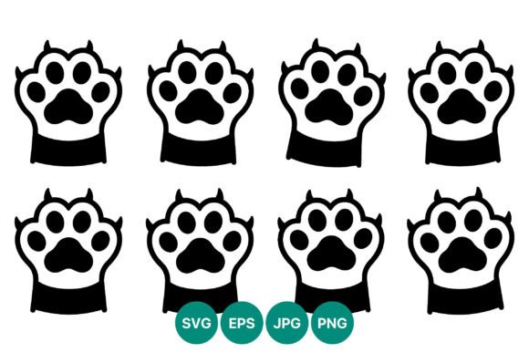 Cat Paw Prints Black Icon Set