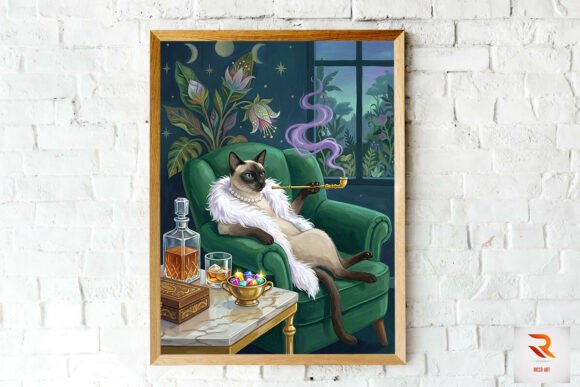 Classy Black Cat with Cigarette Wall Art