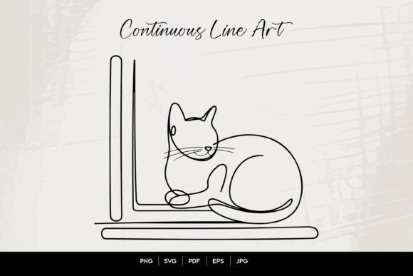 Continuous Line Cat by Laptop