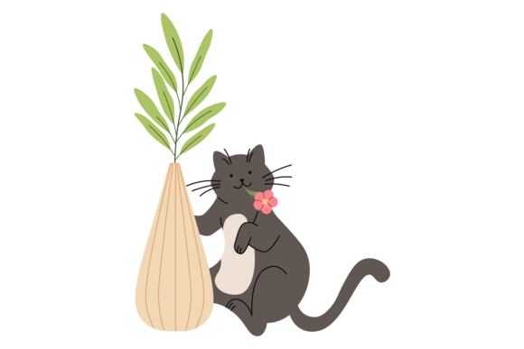 Cozy Home Pet Color Drawing. Cute Cat