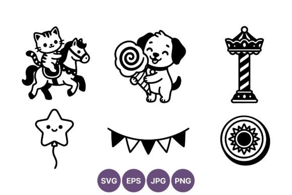 Cute Cat and Puppy Vector Set
