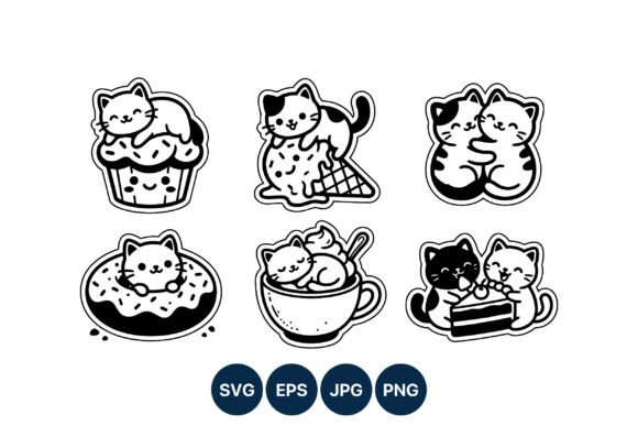 Cute Cat Dessert Vector Art