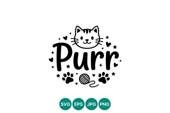 Cute Cat Face Purr Vector Art