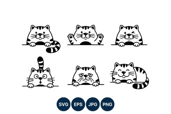 Cute Cat Faces Vector Clipart