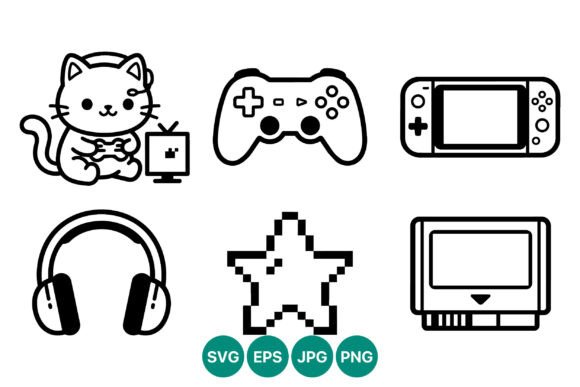 Cute Cat Game Controller Vector Art