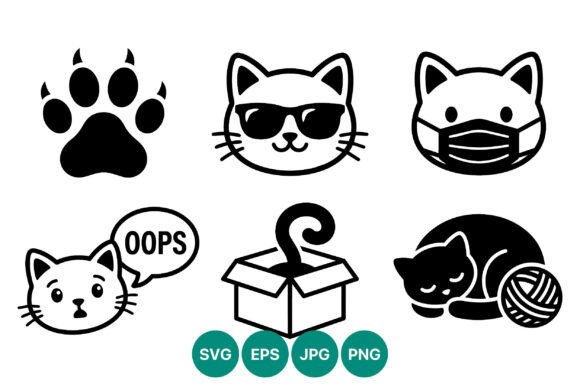 Cute Cat Paw Print Mask Sunglasses Icons