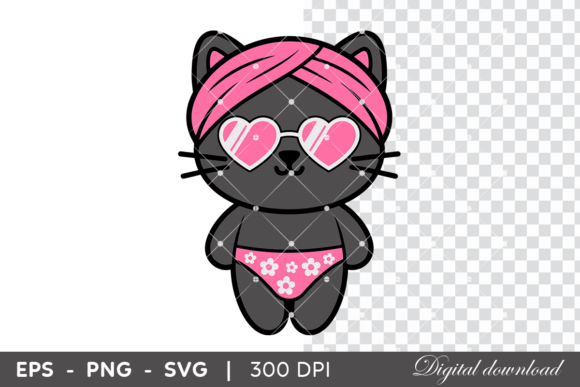 Cute Cat with Sunglasses Swimsuit