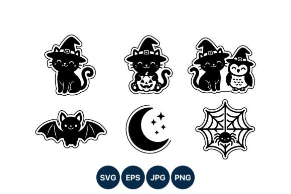 Cute Halloween Black Cat Witch Vector