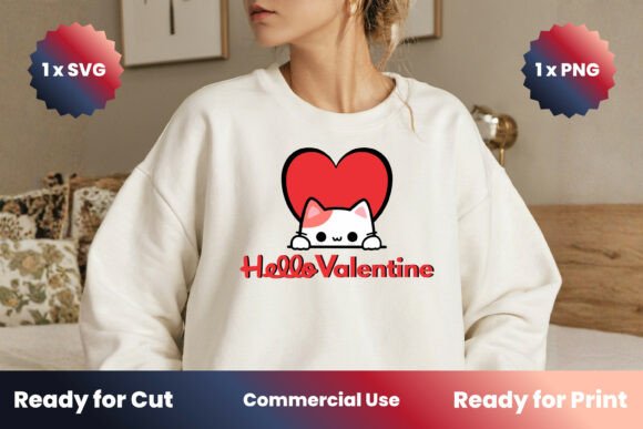 Cute Heart Kitty Valentine’s Day SVG