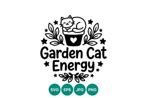 Garden Cat Energy Cute Vector Design