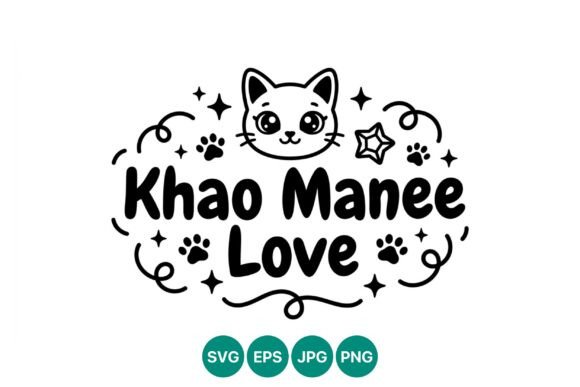 Khao Manee Love Cat Vector