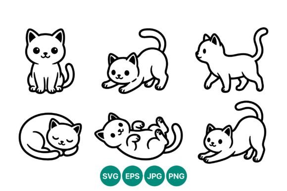 Playful Kitten Vector Set