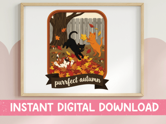 Purrfect Autumn Cats in Leaf Pile