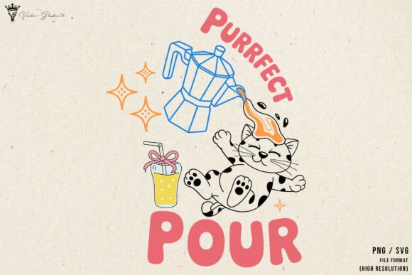 Purrfect Pour SVG PNG Hand Drawn