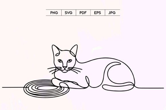 Relaxing Cat Continuous Line Art