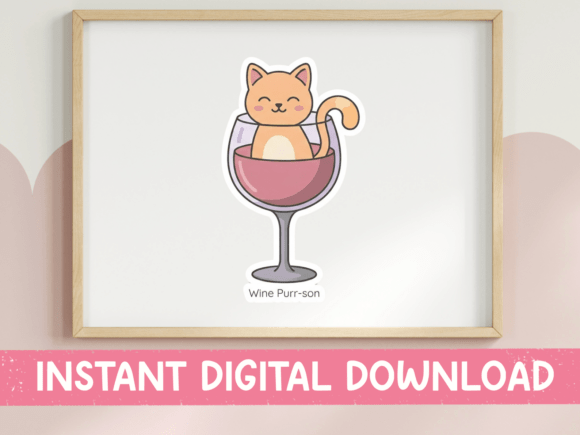 Wine Purrson Cat in Wine Glass Design